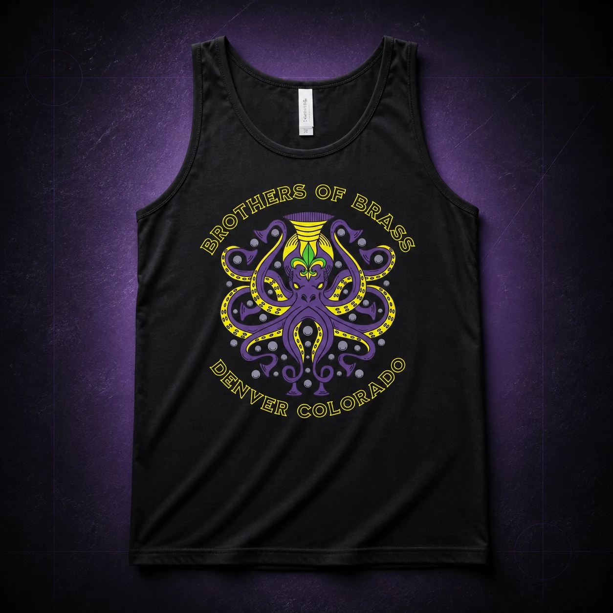 Black Brothers of Brass tank top with the octopus logo
